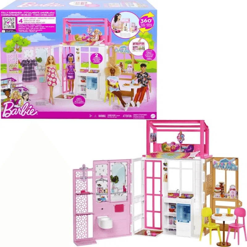 Casa Glam Barbie 360º com Boneca e Cachorrinho - Mattel HCD48