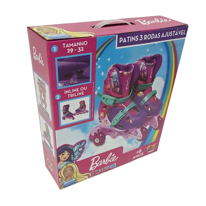 Patins - Barbie - Dreamtopia - Tamanho 29 a 32 - Fun - Rosa