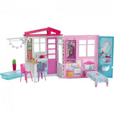 Casa de Bonecas Barbie Portátil com Alça – Completa com Acessórios, Cozinha, Quarto, Banheiro e Piscina no Pátio