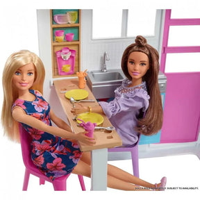 Casa de Bonecas Barbie Portátil com Alça – Completa com Acessórios, Cozinha, Quarto, Banheiro e Piscina no Pátio