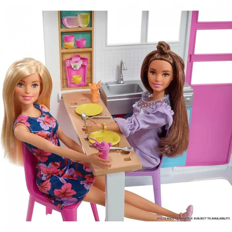 Casa de Bonecas Barbie Portátil com Alça – Completa com Acessórios, Cozinha, Quarto, Banheiro e Piscina no Pátio