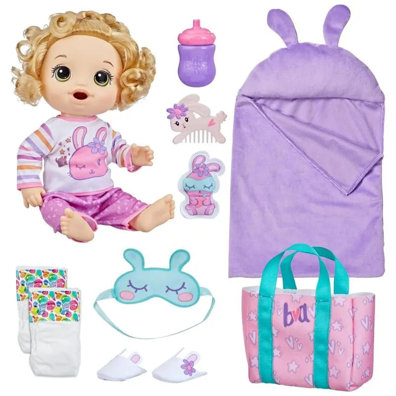 Boneca Bunny Festa do Pijama com Acessórios Temáticos de Dormir para Crianças Acima de 3 Anos, Baby Alive, Cabelo Loiro