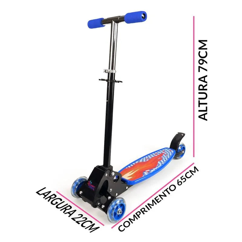 PATINETE INFANTIL 4 RODAS FLEXÍVEL SCOOTER AZUL CONECT BRINQ - Esporte