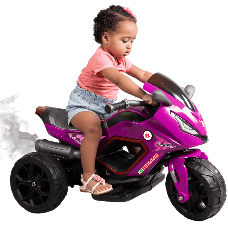 Moto Elétrica Infantil Biemme Sport Racing com LED e Efeito de Fumaça 6V - Girl Esporte