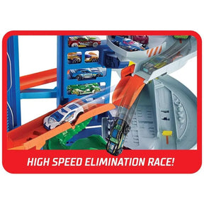 Pista Hot Wheels Ultimate Garage com 2 Carros de Brinquedo e Armazenamento para 100 Carrinhos, Azul