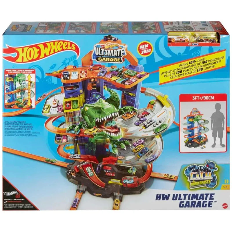 Pista Hot Wheels Ultimate Garage com 2 Carros de Brinquedo e Armazenamento para 100 Carrinhos, Azul