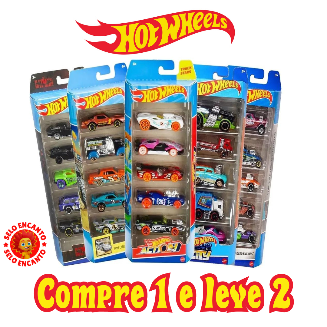 Compre 1 e Leve 2 - Pack de 5 Carrinhos Hot Wheels! ( ÚLTIMAS UNIDADES )