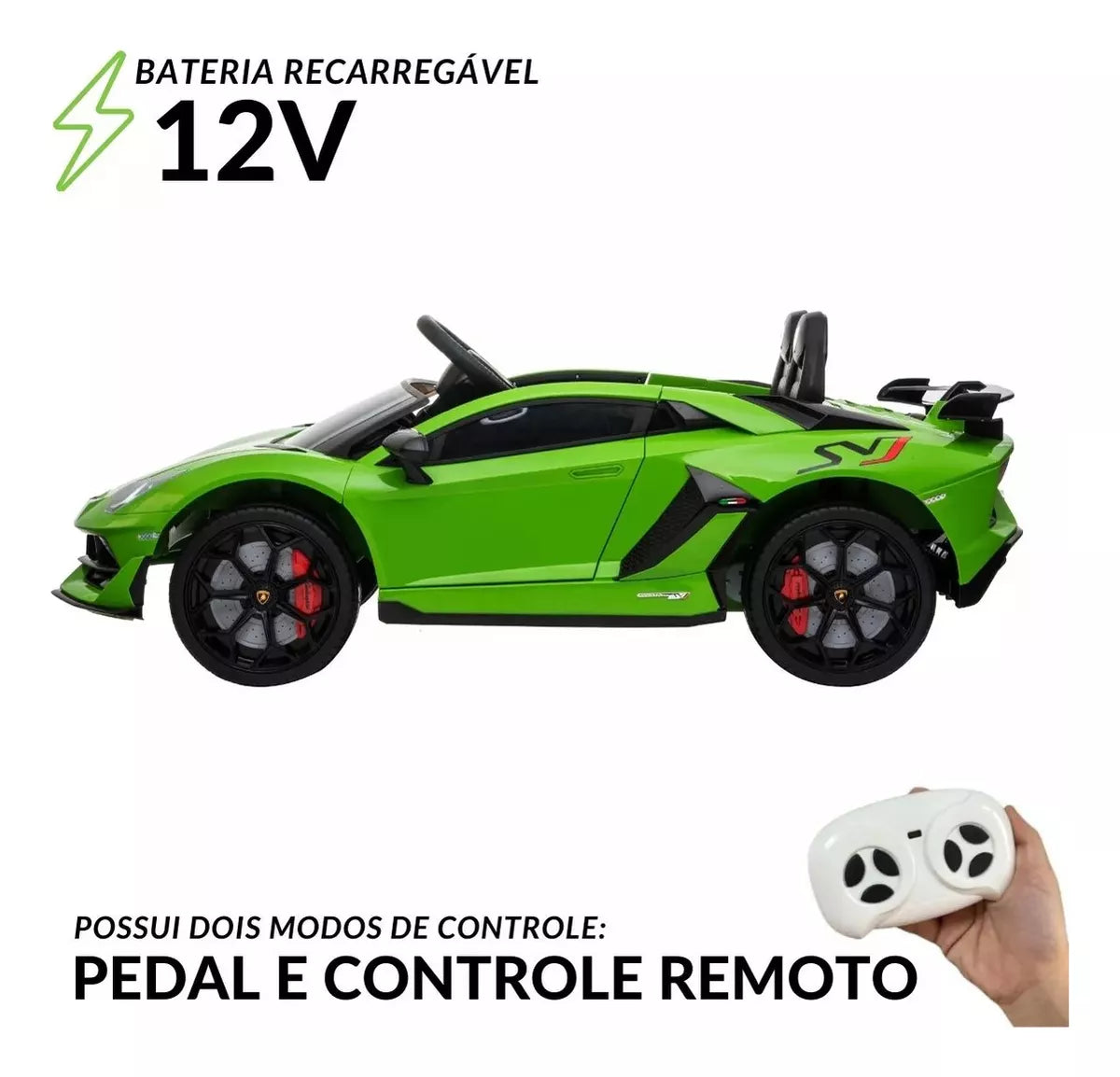 Carro Elétrico Infantil Lamborghini Aventador Verde 12v